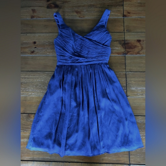 JCREW Silk Chiffon Dress - Navy Blue - Picture 2 of 5